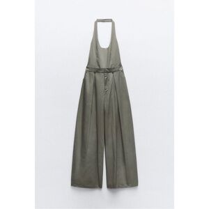 Zara Khaki Halter Jumpsuit Size S NWT